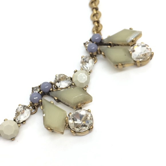 J. CREW ANTIQUE GOLD TONE BLUE PISTACHIO GREEN RHINESTONES NECKLACE STATEMENT - Picture 9 of 12